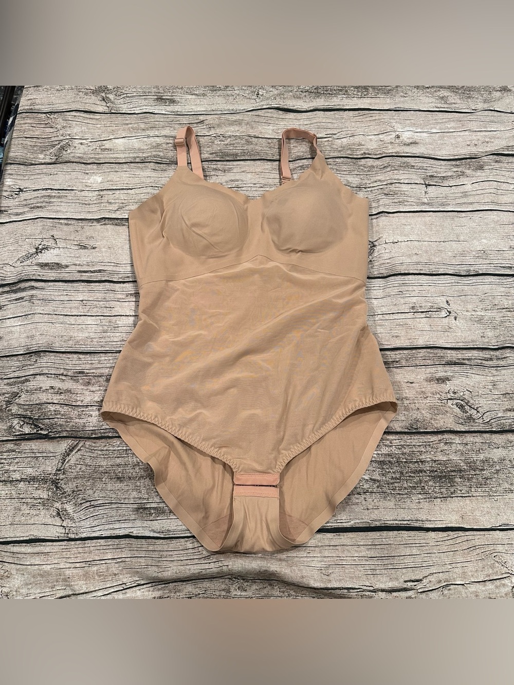 Honeylove Nude Shapewear Bodysuit with Built in Bra & Adjustable Straps Size 1X